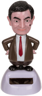 Out of the Blue Solar bewegend figuur - Mr. Bean - handen in de zij - bruin - kunststof - 11 cm