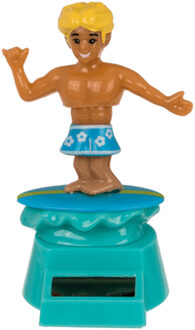 Out of the Blue Solar bewegend figuur - surfer - blauw - kunststof - 10 cm