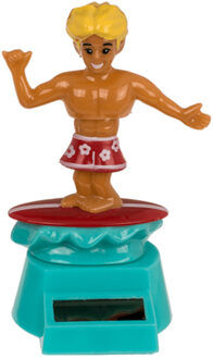 Out of the Blue Solar bewegend figuur - surfer - rood - kunststof - 10 cm