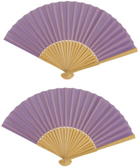 Out of the Blue Spaanse handwaaier - 2x - special colours - lavendel - bamboe/papier - 21 cm