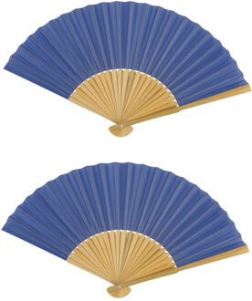 Out of the Blue Spaanse handwaaier - 4x - special colours - staalblauw - bamboe/papier - 21 cm