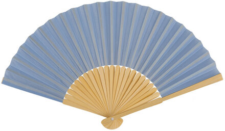Out of the Blue Spaanse handwaaier - pastelkleuren - korenblauw - bamboe/papier - 21 cm