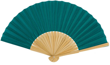 Out of the Blue Spaanse handwaaier - pastelkleuren - smaragd groen - bamboe/papier - 21 cm