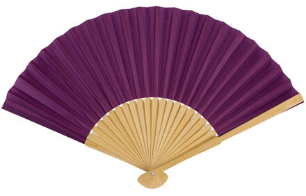 Out of the Blue Spaanse handwaaier - special colours - aubergine paars - bamboe/papier - 21 cm - Verkleedattributen