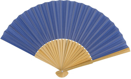 Out of the Blue Spaanse handwaaier - special colours - staalblauw - bamboe/papier - 21 cm - Verkleedattributen