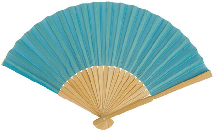 Out of the Blue Spaanse handwaaier - special colours - turquoise blauw - bamboe/papier - 21 cm