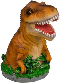 Out of the Blue Spaarpot Dinosaurus T-REX - bruin - polyresin - 15 x 13 cm - met afsluitdop