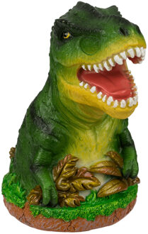 Out of the Blue Spaarpot Dinosaurus T-REX - groen - polyresin - 15 x 13 cm - met afsluitdop - Kinderen - Spaarpotten