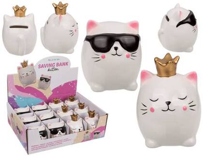 Out of the Blue Spaarpot Kitten keramiek 7x6,5x9cm verschillende