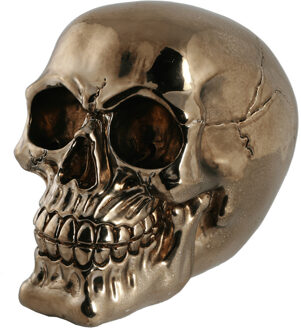 Out of the Blue Spaarpot van doodshoofd/Skull - polyresin - 15 cm - Gold Dark - Volwassenen - Spaarpotten Goudkleurig