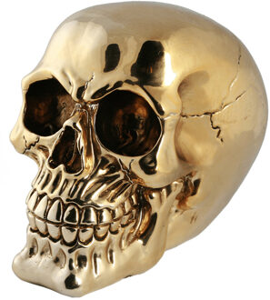 Out of the Blue Spaarpot van doodshoofd/Skull - polyresin - 15 cm - Gold Light - Volwassenen Goudkleurig