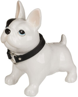 Out of the Blue Spaarpotten franse bulldog hond 21 x 19 cm - Spaarpotten Wit