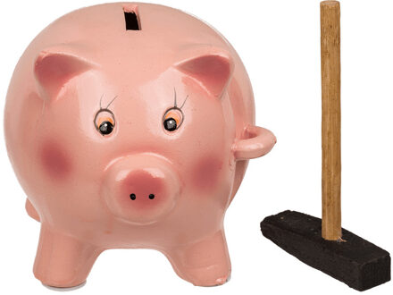 Out of the Blue Spaarvarken met hamer in doosje - keramiek - 15 cm - Spaarpot