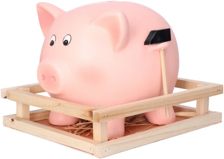 Out of the Blue Spaarvarken met hamer in kistje - keramiek - 21 x 16 cm - Spaarpot