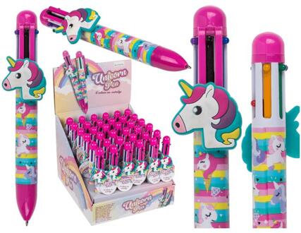 Out of the Blue Unicorn 6-kleuren balpen ca. 14cm verschillende