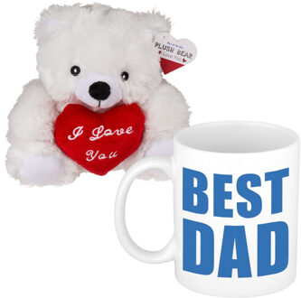 Out of the Blue Vaderdagcadeau - knuffelbeer en koffiemok - cadeau - best dad - mokken