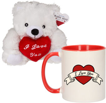 Out of the Blue Valentijnscadeau - beertje en mok - i love you - koffiemok - knuffelbeertje - valentijnsdag