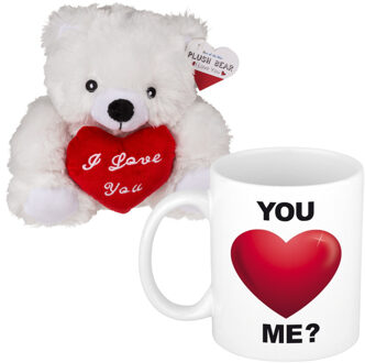 Out of the Blue Valentijnscadeau - beertje en mok - you love me - koffiemok - knuffelbeertje - valentijnsdag