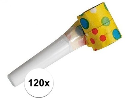 Out of the blue Verjaardagsfeest Papieren roltongtoeter - 120x - toeters - 35 cm - kinderfeest