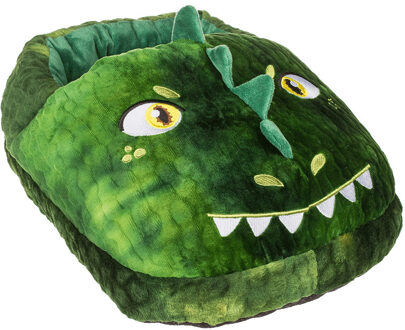 Out of the Blue voetenwarmer groot slof dinosaurus - one size - 30 x 27 cm - dierensloffen - Voetenwarmers Groen