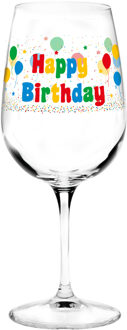 Out of the Blue Wijnglas fun verjaardagscadeau Happy Birthday 500 ml - feest glas wijn Transparant