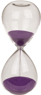 Out of the Blue Zandloper 5 minuten - paars zand - 12,5 cm - van glas - Decoratie of spel zandlopers