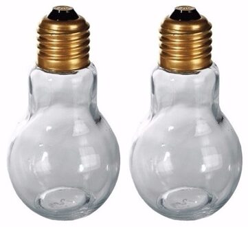 Out of the Blue Zout/peper strooier dispenser - 2x - gloeilamp vorm - 11 cm - glas - keukendecoratie Multi