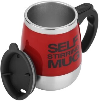 OUTAD 450ML Roestvrij Zelf Roeren Mok Auto Mixing Drinken Thee Koffie Cup Kantoor Thuis Rood