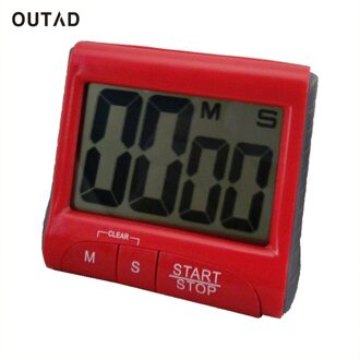 Outad Grote Lcd Digital Kitchen Timer Count-Down Up Klok Luid Alarm Rood
