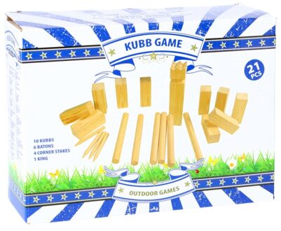 outdoor 21-delig Kubb-spel set van hout - Vang- en werpspel Multikleur