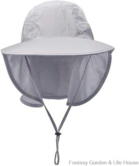 Outdoor Activiteiten Uv-bescherming Zonnehoed Met Hals Protector Sport En Leisure Visser Hoed Dames Sjaal Zonnebrandcrème Zonnehoed grijs