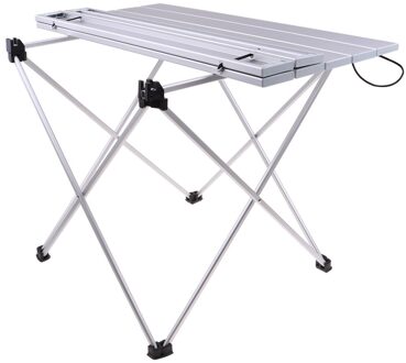 Outdoor Aluminium Opvouwbare Picknick Camping Desk Tafel Ultralight Compact Formaat Met Opslag Pouch zilver 56.5x40.5x41