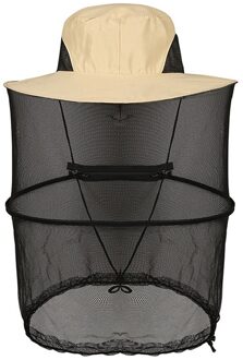 Outdoor Anti-Klamboe Vissen Cap Klamboe Netto Cap Anti-Muggen Cap Reizen Camping Cap Pet verstelbare Vouwen khaki