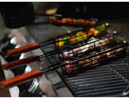 Outdoor Barbecue Gebruiksvoorwerpen Draagbare Bbq Grillen Mand Roestvrij Staal Anti-aanbak Barbecue Gereedschap Grill Mesh Voor Barbecue