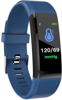 Outdoor Bloeddruk Hartslag Monitoring Stappenteller Fitness Apparatuur Draadloze Sport Horloge Fitness Apparatuur Blauw