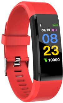 Outdoor Bloeddruk Hartslag Monitoring Stappenteller Fitness Apparatuur Draadloze Sport Horloge Fitness Apparatuur Rood