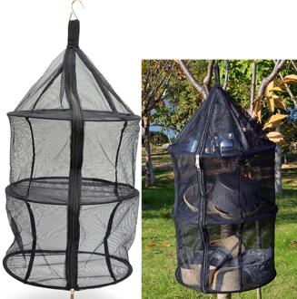 Outdoor Camping Drie-Layer Vouwen Opslag Netto Pocket Kleren Opknoping Nylon Netto Circulaire Luchten Netto Fruit Groente Air-drogen