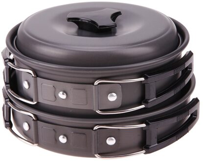 Outdoor Camping Kookgerei Set Marching Ultralight Servies Fornuis Kit Reizen Pan Wandelen Picknick Camping Gereedschap 7stk as tonen