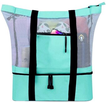 Outdoor Camping Strand Mesh Draagtas Met Koeltas Verpakking Organisator Multifunctionele Waterdichte Rugzak #4 groen