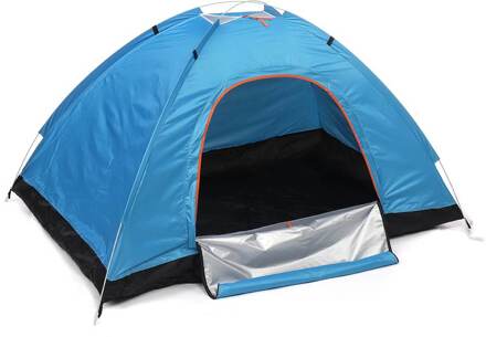 Outdoor Camping Tent Draagbare Volautomatische Dubbele Deur Strand Reizen Wandelen Zonnescherm Waterdicht Onderdak Voor 2-3 Mensen lucht blauw