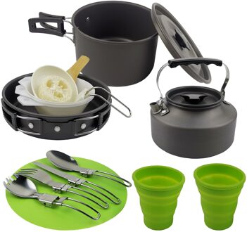 Outdoor Camping Theepot Set Pot Met Servies Bergbeklimmen Camping 2-3 Draagbare Potten