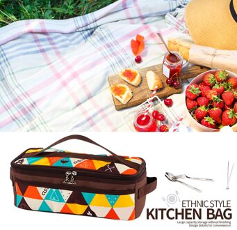 Outdoor Camping Wandelen Picknick Tas Dubbel Handvat Draagbare Voedsel Opbergtas Kookgerei Container Outdoor Toiletartikelen Pouch