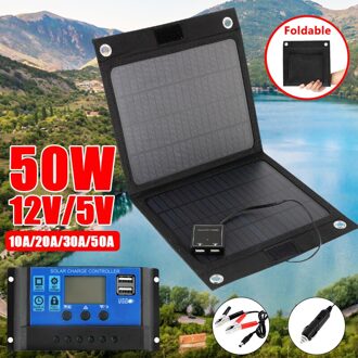 Outdoor Draagbare 5V 50W Folding Solar Cellen Charger Opvouwbaar Zonnepaneel Oplader Mobiele Power Bank Voor Telefoon Batterij usb-poort