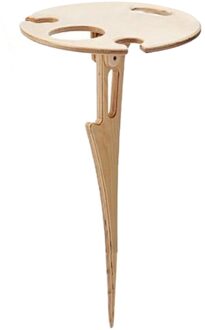 Outdoor Draagbare Opvouwbare Wijn Tafel Met Ronde Desktop Mini Houten Te Dragen Rack Picnicparty Reizen Gereedschap