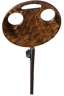 Outdoor Draagbare Opvouwbare Wijn Tafel Met Ronde Desktop Mini Houten Wijn Glas Dragen Rack Picknick Party Travel Gereedschap bruin single laag