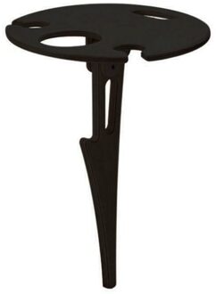 Outdoor Draagbare Opvouwbare Wijn Tafel Met Ronde Desktop Mini Houten Wijn Glas Dragen Rack Picknick Party Travel Gereedschap zwart single laag