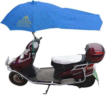 Outdoor Elektrische Motorfiets Scooter Zonnescherm Regen Paraplu Transparant Voorruit Blauw