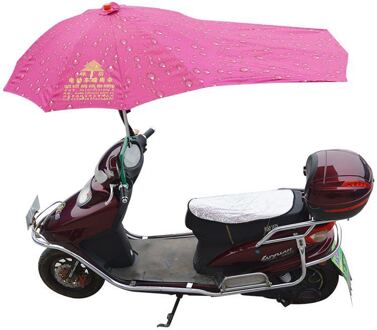 Outdoor Elektrische Motorfiets Scooter Zonnescherm Regen Paraplu Transparant Voorruit Roze