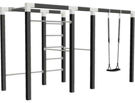 Outdoor fitnesstoestel zwart hout - model 3