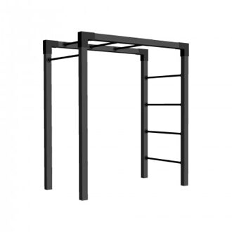 Outdoor Fitnesstoestel Zwart Hout - Zwart Cubic Beslag - Model 4 Black